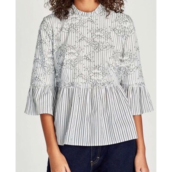 Zara Babydoll Blouse Size XS NEW - Picture 1 of 7